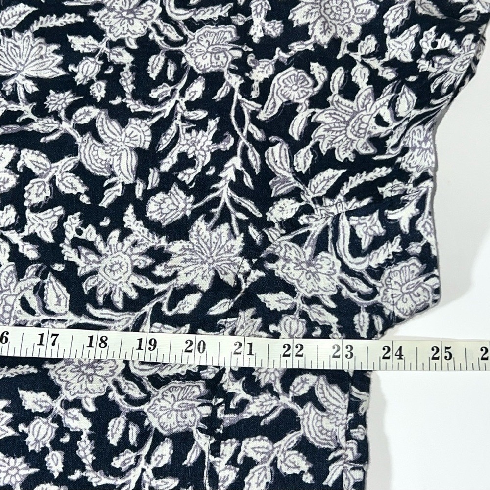 Pure Jill Linen 2 pcs Set Blue Floral Pull On Cuffed Shorts Pockets Top Shirt M - Picture 14 of 16
